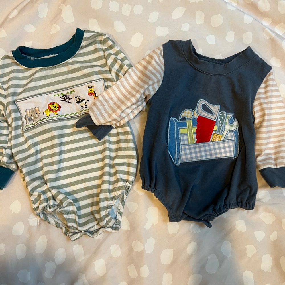 Striped Embroidered Baby Onesies